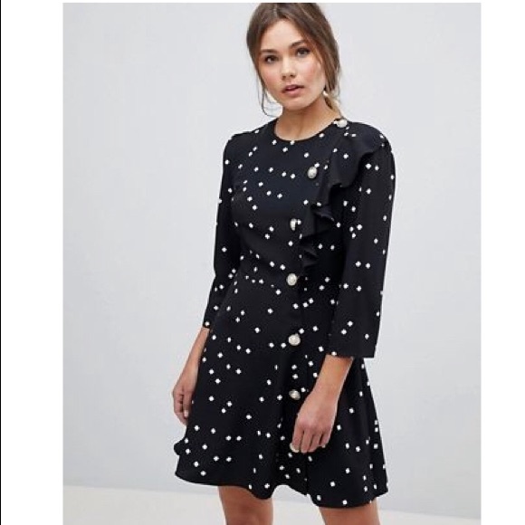 40s Tea dress with buttons - Picture 1 of 5